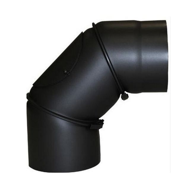 Kaminrohr 0-90° Winkel verstellbar mit Reinigungsöffnung Ø120 mm schwarz